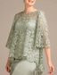abordables Longueur du plancher-Fourreau Colonne Longueur au sol Robe d'invité de mariage Robe de Cérémonie Robe de soirée Robe de Mère de Mariée  Demi Manches Bijoux Élégant robe demoiselle d honneur Satin Dentelle avec Broderie
