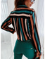 cheap Women&#039;s Graphic Tops-Women&#039;s Shirt Blouse Casual Floral Striped Buttons Print Long Sleeve Regular Tops Shirt Collar Daily White Light Green Royal Blue Blue Green Spring &amp; Summer