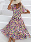 preiswerte Elegante Blumenkleider-Damen Midikleid schwarzes kleid Casual kleid Schaukelkleid Sommerkleid Elegant Böhmen Kuschelig Hochzeit Urlaub Party Lockere Passform Blumen Ditsy Blumig Kurzarm V Ausschnitt Schwarz und Weiß Wei