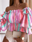 cheap Dressy Tops-Women&#039;s Shirt Blouse Casual Floral Ruffle Print Puff Sleeve Long Sleeve Regular Tops Off Shoulder Vacation Going out White Yellow Pink Red Purple Spring &amp; Summer