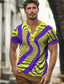 billige T-shirt med tryk til mænd-farverig ferie x designer kris mænds optisk illusion henley skjorte kortærmet t-shirt med knapper