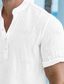 cheap Men&#039;s Linen Shirts-Men&#039;s Linen Shirt Shirt Popover Shirt Summer Shirt Beach Shirt White Blue Orange Short Sleeve Plain Band Collar Summer Casual Daily Clothing Apparel