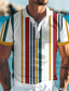 billige Grafisk polo-fargerik holiday x designer kris poloskjorte med stripe for menn kortermet turndown-polo