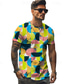 billiga Grafisk T-shirt för män-färgglad holiday x designer kris för män med geometritryckt t-shirt med rund hals, kortärmad t-shirt