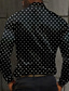 cheap Men&#039;s Printed Shirts-Men&#039;s Polka Dot Geometric Pattern Dress Shirt Button Up Shirt Long Sleeve Fashion Casual Daily Evening Party Vacation Summer Spring Fall Turndown Collared Shirts Buttons Print Black Blue