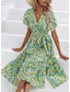 preiswerte Elegante Blumenkleider-Damen Midikleid schwarzes kleid Casual kleid Schaukelkleid Sommerkleid Elegant Böhmen Kuschelig Hochzeit Urlaub Party Lockere Passform Blumen Ditsy Blumig Kurzarm V Ausschnitt Schwarz und Weiß Wei