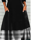 cheap Stripe&amp;Geometric Dress-Women's Midi Dress Casual Dress Winter Dress Sheath Dress Fashion Modest Formal Outdoor Home Loose Fit Plaid Long Sleeve Crew Neck Black Wine Red Fall Winter