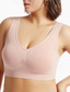 baratos Sutiãs-Top feminino cor pura esporte básico academias em casa nylon respirável v aro sem mangas sutiã almofadas no peito verão primavera roupas para casa