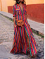 cheap Shirt Dresses-Women&#039;s Shirt Dress Boho Chic Dresses Maxi long Dress Vacation Beach Bohemia Shirt Collar Button Pocket Half Sleeve Summer Spring Loose Fit Striped