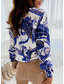 cheap Women&#039;s Graphic Tops-Women&#039;s Shirt Blouse Casual Floral Striped Buttons Print Long Sleeve Regular Tops Shirt Collar Daily White Light Green Royal Blue Blue Green Spring &amp; Summer
