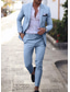 זול חליפות פשתן-חליפות פשתן לגברים תכלת קיץ חליפות חתונה חוף 2 חלקים בצבע אחיד בהתאמה אישית עם שני כפתורים חד חזה 2023