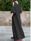 ieftine proiectează rochii din bumbac și in-Pentru femei Negru Mov Deschis Kaki Vară Primăvară Toamnă Rochie Maxi Rochii de in bumbac Rochie neagra Rochie de epoca Elegant Boemia Modă Balon / Puf Vacanță Birou Zilnice Potrivire Largă Stil