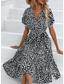 preiswerte Elegante Blumenkleider-Damen Midikleid schwarzes kleid Casual kleid Schaukelkleid Sommerkleid Elegant Böhmen Kuschelig Hochzeit Urlaub Party Lockere Passform Blumen Ditsy Blumig Kurzarm V Ausschnitt Schwarz und Weiß Wei