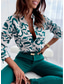 cheap Women&#039;s Graphic Tops-Women&#039;s Shirt Blouse Casual Floral Striped Buttons Print Long Sleeve Regular Tops Shirt Collar Daily White Light Green Royal Blue Blue Green Spring &amp; Summer