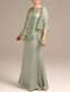 abordables Longueur du plancher-Fourreau Colonne Longueur au sol Robe d'invité de mariage Robe de Cérémonie Robe de soirée Robe de Mère de Mariée  Demi Manches Bijoux Élégant robe demoiselle d honneur Satin Dentelle avec Broderie
