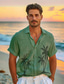 voordelige heren linnen overhemden-linnen overhemd voor heren grafisch hawaiiaans mode casual overhemd overhemd met knopen dagelijks hawaiiaans vakantie lente en herfst revers korte mouw blauw, groen, grijs 55% vlas 45% katoenen overhemd
