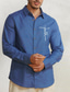 economico camicie di lino da uomo-camicia in lino da uomo camicia stampata in lino 55% bianco blu manica lunga risvolto fede abbigliamento primaverile e autunnale per l&#039;abbigliamento quotidiano all&#039;aperto