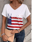 cheap Independence Day Top-Women&#039;s Patriotic  T Shirt American Flag Print V Neck Red White And Blue Short Sleeve Casual Summer Tee Red White Blue Comfortable Lightweight Top for Daily Wear