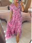 preiswerte Lässige Blumenkleider-Damen kleid lang Casual kleid Schaukelkleid A Linie Kleid Sommerkleid Stilvoll Brautkleider schlicht Urlaub Täglich Regular Fit Blumen Kurzarm V Ausschnitt Rosa Grün Leicht Blau Sommer
