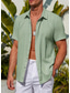 billiga fritidsskjortor för män-Herr Skjorta Knapp upp skjorta Casual skjorta Sommarskjorta Svart Grön Khaki grön Kortärmad Slät Krage Dagligen Semester Kläder Mode Ledigt Bekväm