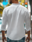 abordables camisas casuales de los hombres-Hombre Camisa Camisa de lino de algodón Blanco Azul Piscina Manga Larga Color sólido Cuello Vuelto Verano Primavera &amp; Otoño Deporte Casual Ropa Botón