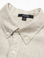 abordables camisas de lino para hombre-100% Lino Hombre camisa de lino Blanco Caqui Manga Larga Color sólido Plano Cuello Vuelto Verano Casual Diario Ropa
