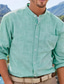preiswerte Freizeithemden für Herren-Herren Hemd Knopfhemd Lässiges Hemd Oxford Hemd Weiß Blau Grün Langarm Glatt Stehkragen Täglich Urlaub Spleißen Bekleidung Modisch Brautkleider schlicht