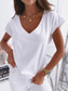 cheap Plain tee-T shirt Tee Women's Black White Pink Plain Sexy Street Daily Fashion V Neck Regular Fit S