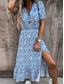 cheap Print Dresses-Women&#039;s Casual Dress Floral Split Print V Neck Long Dress Maxi Dress Stylish Casual Daily Date Short Sleeve Summer