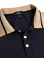 billiga klassisk polo-Herr POLO Shirt Knapp upp Polos Ledigt Helgdag Kavajslag Kortärmad Mode Grundläggande Färgblock Lappverk Broderad Sommar Normal Svart Vin Marinblå Grön POLO Shirt