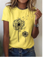 cheap Women&#039;s T-shirts-Women&#039;s Casual T-Shirt Dandelion Print Crew Neck White Short Sleeve Summer Wear Comfort Fit Daily Essential