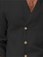 billige herre linned skjorter-Herre Skjorte linned skjorte Button Up skjorte Sommer skjorte Strandtrøje Sort Hvid Blå Langærmet Vanlig Båndkrave Forår sommer Afslappet Daglig Tøj