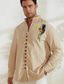 Χαμηλού Κόστους Ανδρικά πουκάμισα με στάμπα-Ανδρικά Πλένεται βαμβακερό ύφασμα Γραφικό πουκάμισο Παπαγάλος Στάμπα Κουμπί-Κάτω Μακρυμάνικο Όρθιος γιακάς Λευκό, Ανθισμένο Ροζ, Καφέ Πουκάμισο Καθημερινά Ρούχα Διακοπές Εξόδου