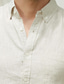 abordables camisas de lino para hombre-Hombre Camisa camisa de lino Camisa de lino de algodón Caqui Manga Larga Color sólido Cuello Vuelto Verano Primavera Exterior Casual Ropa Botón