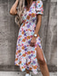 cheap Print Dresses-Women&#039;s Casual Dress Floral Split Print V Neck Long Dress Maxi Dress Stylish Casual Daily Date Short Sleeve Summer