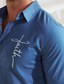abordables chemises en lin pour hommes-Chemise en lin 55% pour hommes, chemise en lin imprimée, bleue, manches longues, revers de foi, printemps et automne, vêtements quotidiens d&#039;extérieur