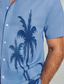 billige linskjorter for menn-herre lin skjorte grafisk hawaiisk mote fritidsskjorte button up skjorte daglig hawaiian ferie vår og høst jakkeslag kortermet blå, grønn, grå 55% lin 45% bomull skjorte