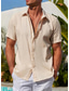 baratos camisas masculinas casuais-Homens Camisa Social camisa de botão Camisa casual camisa de verão Preto Verde Caqui Manga Curta Tecido Colarinho Diário Férias Roupa Moda Casual Confortável