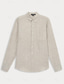 cheap Men&#039;s Casual Shirts-Men&#039;s Linen Shirt khaki Long Sleeve Solid Color Turndown Shirt Collar Outdoor Causal Button Clothing Apparel Vacation Daily