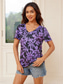 cheap Graphic shop tee-Women&#039;s T Shirt Floral Fashion Short Sleeve V Neck Regular Tops Vacation Daily Print Purple Summer