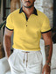 preiswerte klassisches Polo-Herren Waffel-Poloshirt Golfhemd Strasse Sport Klassisch Kurzarm Modisch Modern Feste Farbe Taste Sommer Frühling Slim Fit Weiß Gelb Grau Waffel-Poloshirt