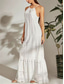 cheap Design Cotton &amp; Linen Dresses-Women&#039;s White Dress Cotton Linen Dress Strap Dress Maxi Dress Cotton Eyelet Basic Daily Vacation Spaghetti Strap Sleeveless Summer Spring Black White Plain