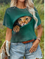 cheap Animals tee-Women&#039;s T shirt Cute Kitten Peekaboo Graphic Crew Neck Short Sleeve Casual Daily Wear Soft Comfortable Unique Print Top Blue Regular and Plus Size