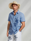 abordables camisas de lino para hombre-camisa de lino para hombre camisa casual de moda hawaiana gráfica camisa con botones vacaciones hawaianas diarias primavera y otoño solapa manga corta azul, verde, gris 55% lino 45% camisa de algodón