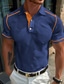cheap Polo Shirts-Men&#039;s Business Polo Golf Polo Sports Fitness Lapel Ribbed Polo Collar Short Sleeve Basic Modern Color Block Patchwork Button Spring &amp; Summer Regular Fit milk white Army Green Lake blue Business Polo
