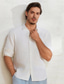 preiswerte Leinenhemden für Herren-Herren Hemd leinenhemd Weiß Langarm Feste Farbe Umlegekragen Sommer Normal Casual Bekleidung Taste