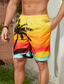 billige strandshorts for menn-brettshorts for menn hawaiiske shorts badebukser bermudashorts strandshorts snøring elastisk midje kokosnøtttre 3d-utskrift tilfeldig hverdagsferie streetwear