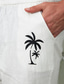 billige hør shorts-herre bomuldsshorts hawaiianske shorts strandshorts snoretræk elastisk talje grafisk kokosnødtræ åndbar blød kort afslappet hverdagsferie streetwear