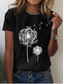 cheap Women&#039;s T-shirts-Women&#039;s Casual T-Shirt Dandelion Print Crew Neck White Short Sleeve Summer Wear Comfort Fit Daily Essential