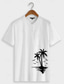billige Grafisk T-skjorte til herrer-Herre Bomullsskjorte Grafiske T-skjorter Kokosnøtt Henley Klær Andre trykk utendørs Daglig Kortermet Knapp Daglig Hawaiisk Fritid Bekvem